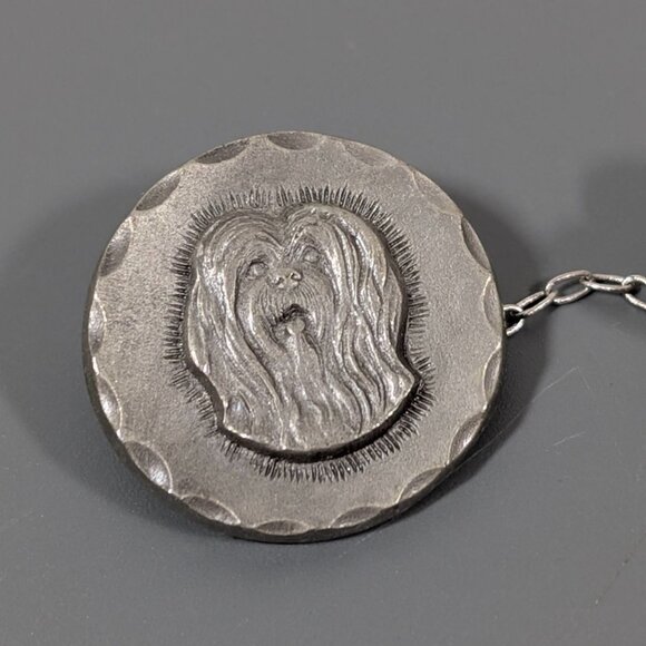 VTG 1983 Rawcliffe Pewter Lhasa Apso Dog Puppy Heart Pin - Picture 2 of 6
